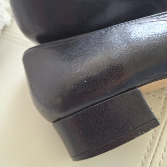 Etienne Aigner Valentine Loafers Vintage Slip Ons Logo Buckle Navy - Picture 9 of 10